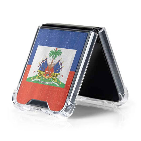 Haiti Flag Distressed Galaxy Z Flip5 5G Clear Case